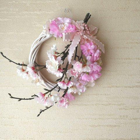 枝まるごと桜リース　春　新生活　桜