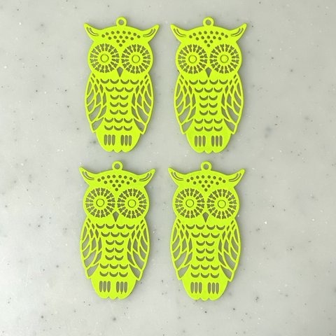 Neon Yellow Green Owl Pendant Tops