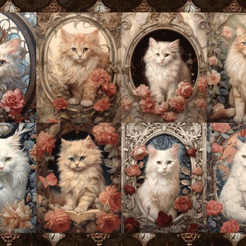 デザインペーパーANTIQUE CAT パネル Vol.2 コラージュシート