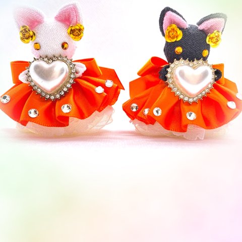 鈴猫　置き型ドレスアップドール　オレンジ