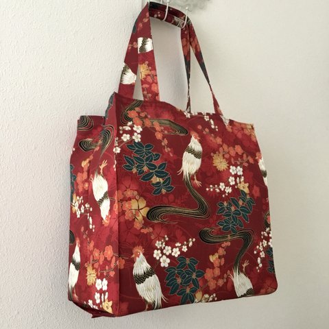 オナガドリニワトリ　タイト・アンド・タイディ・トートバッグ; Japanese Onagadori Rooster Tight ‘n’ Tidy Tote Bag、エコバッグ、eco bag