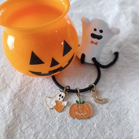 ハロウィン　ヘアゴム　パンプキン&おばけ