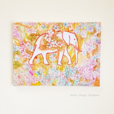 【受注制作】The Elephant God walking around a flower garden.《F4CP》　