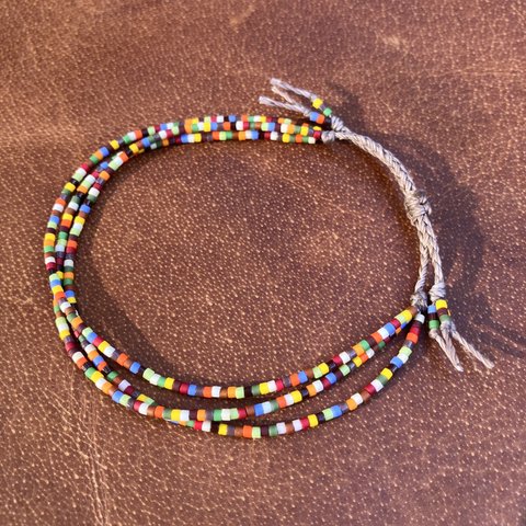 Waxcord x Beads Triple Bracelet/Autumn Multicolor