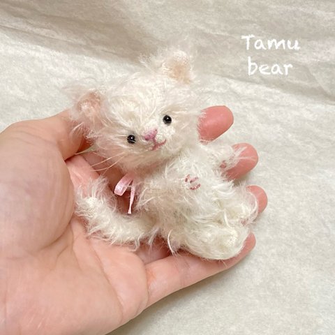 モヘア ちびネコちゃん ハンドメイド ぬいぐるみ テディベア Tamubear