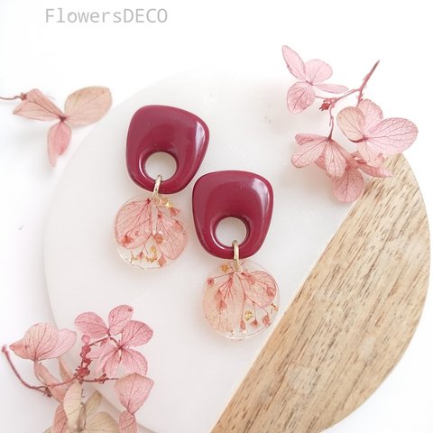KOROKORO flowers  紫陽花&かすみ草  ベルベットローズ【ピアス・パーツ変更可】