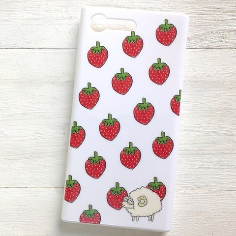 イチゴとヒツジ  スマホケース ホワイト iPhone  android