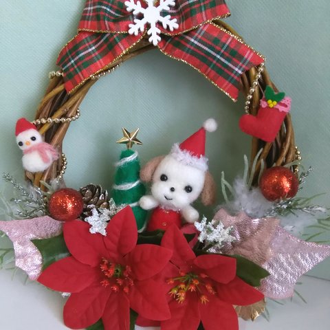 【ご依頼品】クリスマスリース🎄シーズーちゃん