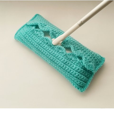 ブルーグリーン　１００％アクリル毛糸 フローリングモップ  エコモップ　手編み