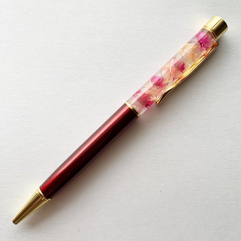 ꕤ Clear Pink ꕤ ハーバリウムボールペン ボルドー（替え芯付き）