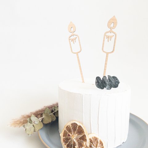 【ろうそくトッパー・ライトカラー】木製　ケーキトッパー・お祝い/ハーフバースデー/お誕生日