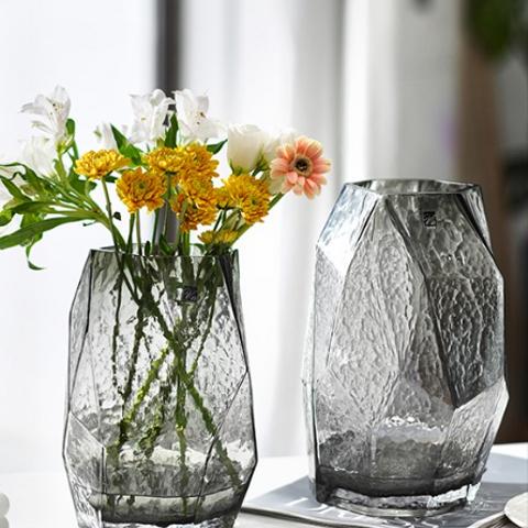 花瓶 ガラス  幾何学的ガラス  フラワーベース  ガラス 花瓶  