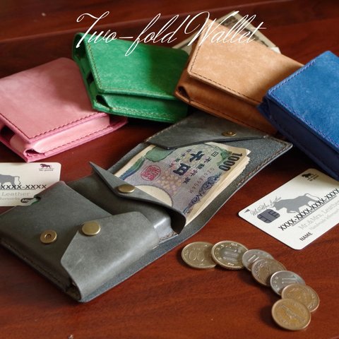 薄型折り財布　イタリアンレザー　名入れ　ラッピング　カスタムオーダー　-piccolo quadrato-