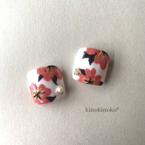 フラワーnail くすみピンク 〈ペディキュア〉