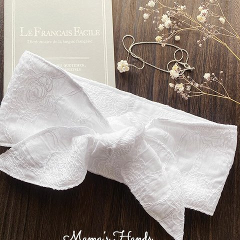 保冷剤 刺繍 上品 ホワイト 白 花柄 綿100% 節約 快適 エコ 夏 スカーフ ネッククーラー