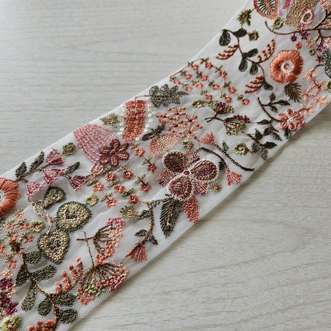 🛍SALE🛍〖50cm〗インド刺繍リボン  <商品No.533 オレンジ>