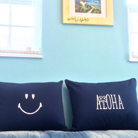 ALOHA PILLOW CASE [NAVY]