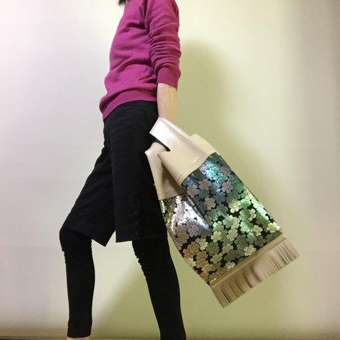 花文様帯レジバッグ風 | 着物リメイク | 帯リメイク | kimonoremake | ecobag