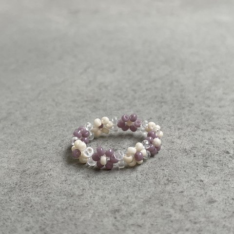 ビーズリング　 ‎ܰ ‎ purple / flower ܱ 