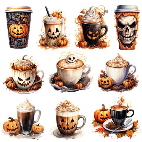 お化けコーヒー　ハロウィン　かぼちゃ♡フレークシール