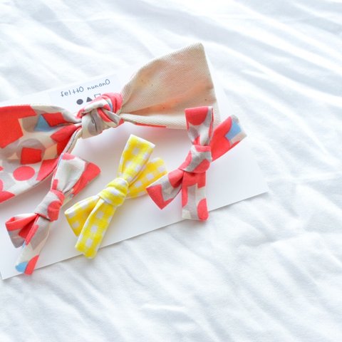 ribbon brooch (４点セット)＊オレンジ