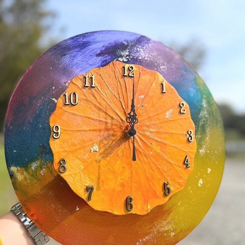 【ボタニーペインティング×ディンプルアートアクセサリー】gradation clock 時計