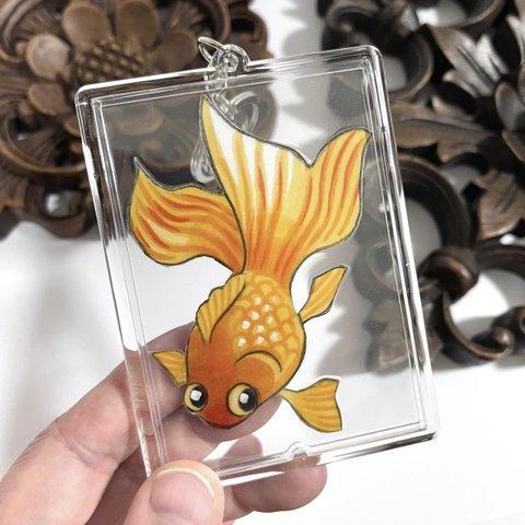 両面原画 キーホルダー33 金魚 フィッシュ