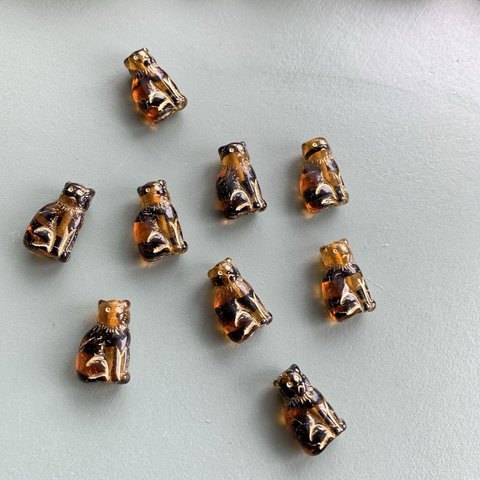 【4コセット】JIRI＊IVANA#czech beads#チェコビーズ　cat15✖️9㍉ irregular mable amber/bronze