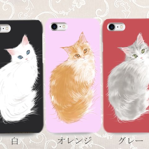 可愛い猫のスマホケース　メインクーン　受注生産　各種機種対応　 