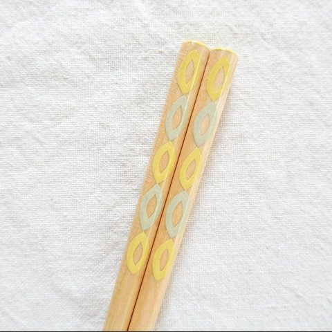 【桜の木】リーフ八角箸　黄色