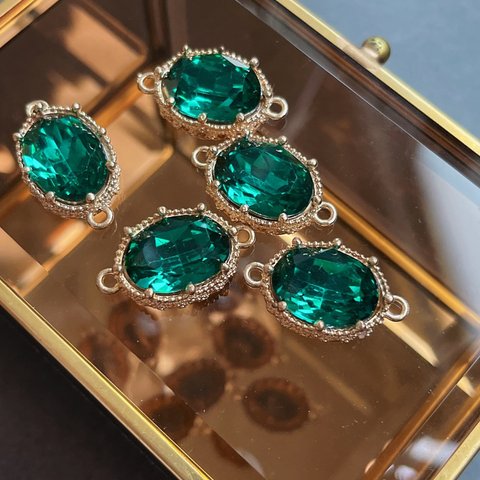 4pcs)1276)樹脂製ビジュー)L emerald#5f