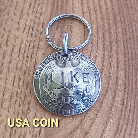 アメリカ硬貨の迷子札　犬　名札　オーダーメイド　刻印