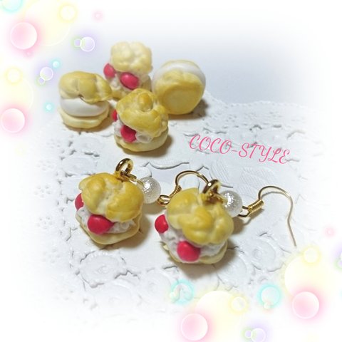 ♡苺シュークリーム♡ピアス♡