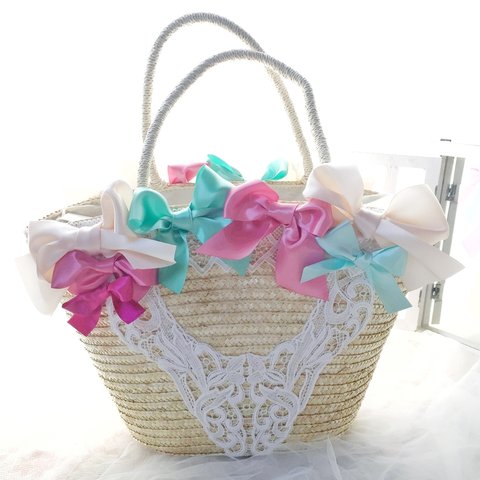 Bows Straw Bag / Macaron