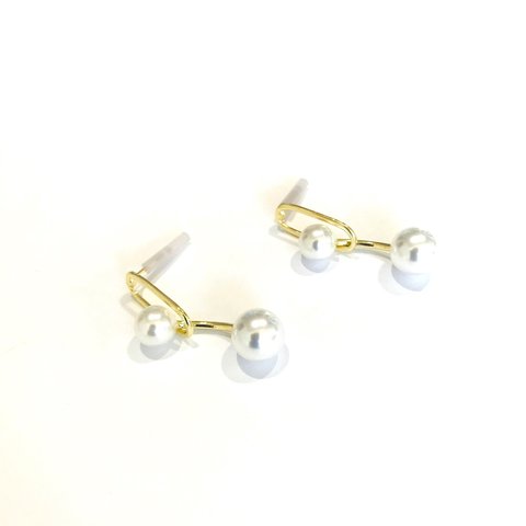 「#6185」2連 パール ピアス 金具 ✴︎2個セット