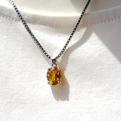 Golden Yellow　Yellow Sapphire　オーバルネックレス　SUS316L　ベネチアン