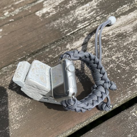 Apple Watch バンド グレー(サイズオーダー) パラコード Intertwined Half Hitch Paracord 38/40/41/42/44/45mm