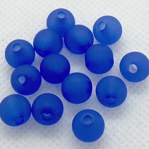 つや消し アクリルラウンドビーズ 8mm 100粒 カラー＝ブルー 曇りガラス風 マット クラフト 手芸用品 アクセサリーパーツ