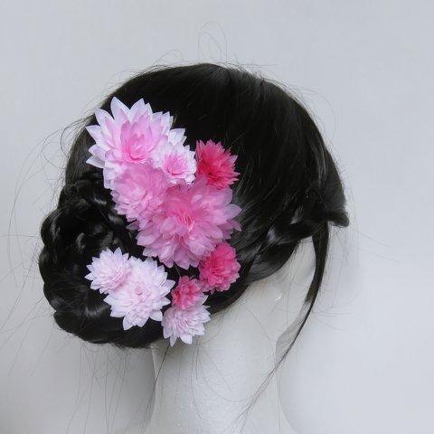［造花］髪飾り コーム Uピン ピンク 花  ヘアアクセサリー 浴衣 着物 和装 七五三 成人式 袴