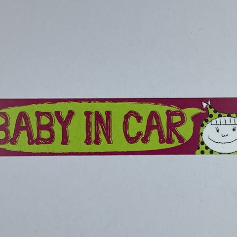 【再販】カラーカスタマイズ横長ステッカー BABY IN CAR 女の子