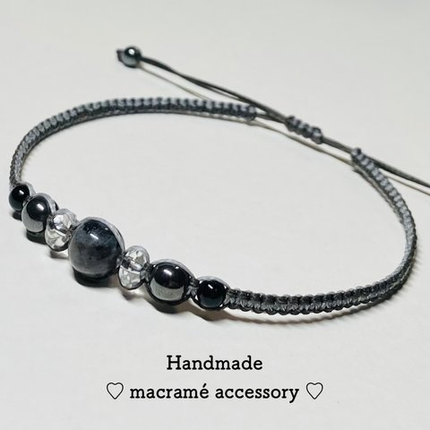 🛍 #105  ♡ラルビカイト&ヘマタイト&オニキス♡ブレスレットorアンクレット