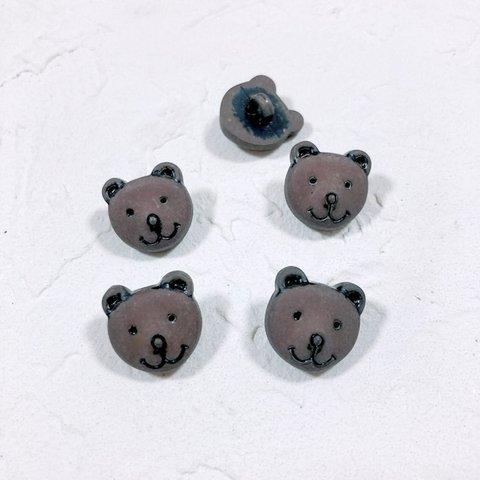 セール　セットボタン　イギリス　ボタン　ブラウン3　くま　クマ　ベア　5個　輸入　ボタン　海外　テディベア　茶　ukbutton-bear-brown3