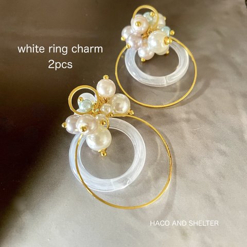 ２pcs☆charm・white ring tassel （リングチャーム）