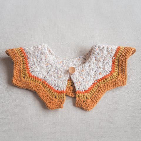 手編みのつけ襟スタイ　sunny orange