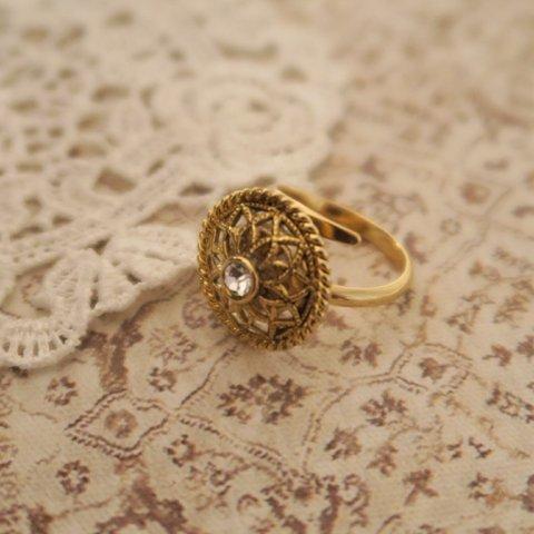 Paris Vintage Button Ring GOLD