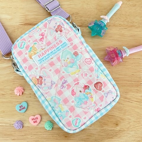 ファンシーキッズポシェット☆　スマホポシェット　キッズショルダー　スマホショルダー　ゆめかわ　レトロアニマル 子供ショルダー