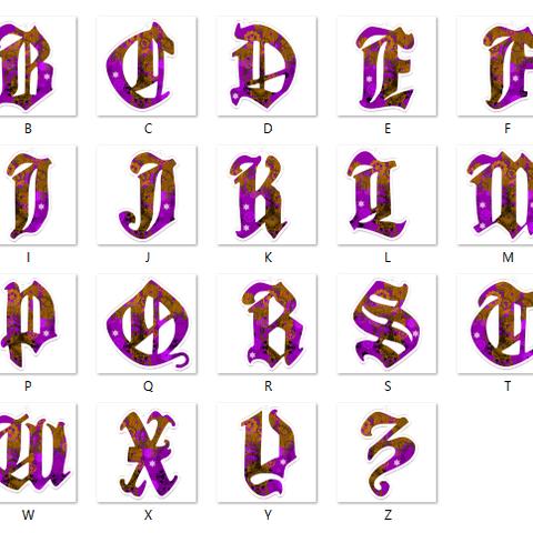 受注生産【紫】アルファベット型アクリルキーホルダー全26文字