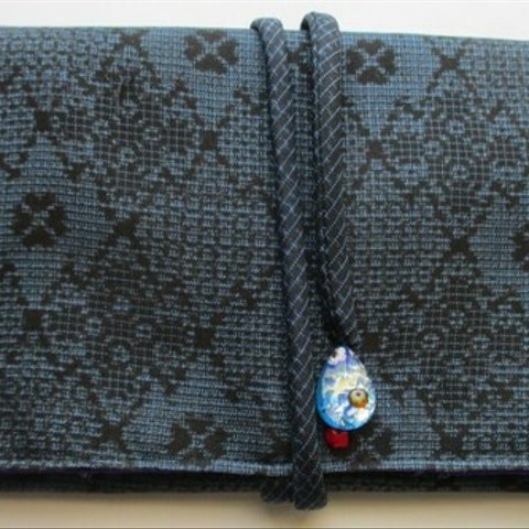６４６６　夏大島紬で作った和風財布・ポーチ　＃送料無料