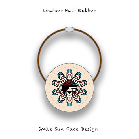 Leather Hair Rubber / Smile Sun Face Design 001