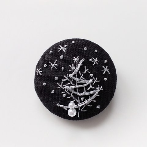 クリスマスツリーの刺繍ブローチ（大）【送料無料】